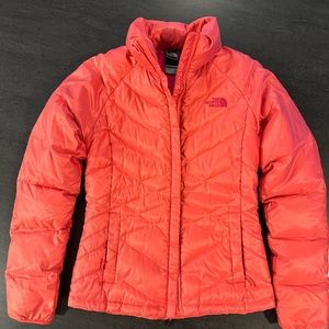 North Face Aconcagua down jacket in coral size XS